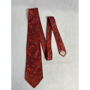 Vintage 70s John Wanamaker Mens OS Red Paisley Acetate 4" Wide Blade Necktie